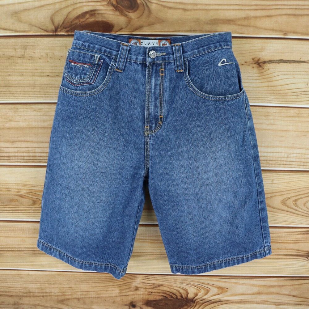 Clave‎ Jean Shorts Mens Size 31 Blue 100% Cotton Mid Rise Pockets Feel The Beat